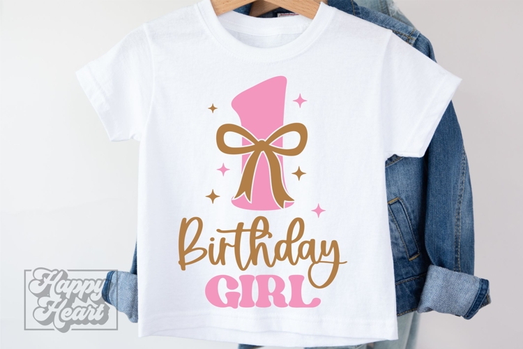 1st Birthday Girl SVG - One Bow First Birthday Girl PNG