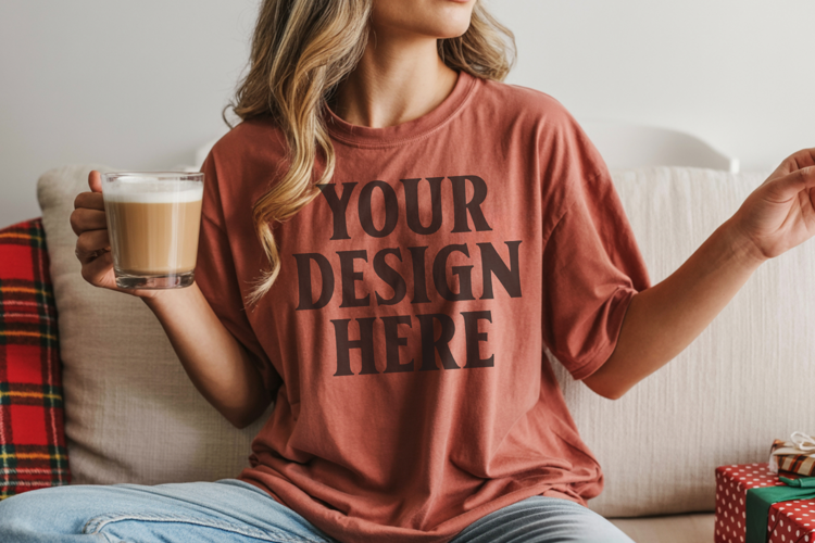 Brick Christmas Comfort Colors 1717 T-shirt Mockup