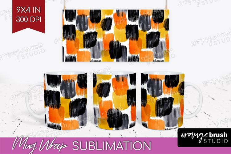Halloween Mug Wrap - Brush Stroke Mug PNG Sublimation
