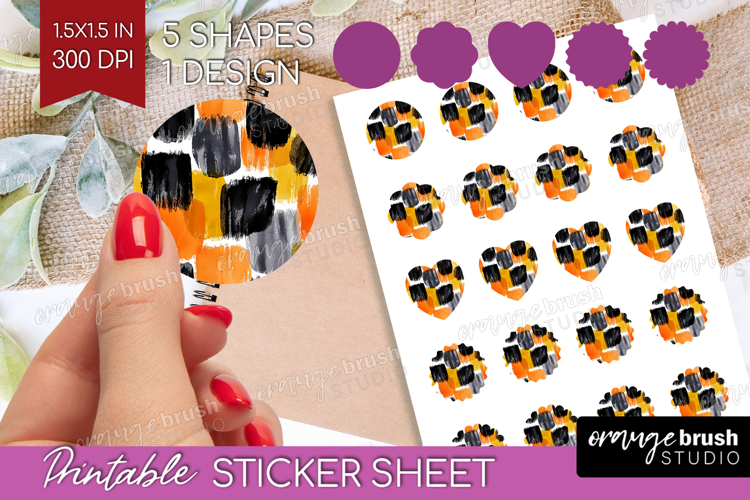 Halloween Round Sticker - Brush Stroke Printable Sticker