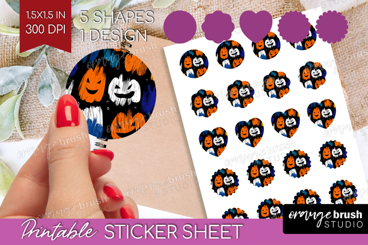 Halloween Round Sticker - Brush Stroke Printable Sticker