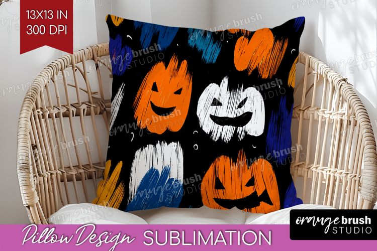 Halloween Pillow Sublimation - Brush Stroke Pillow Cover PNG