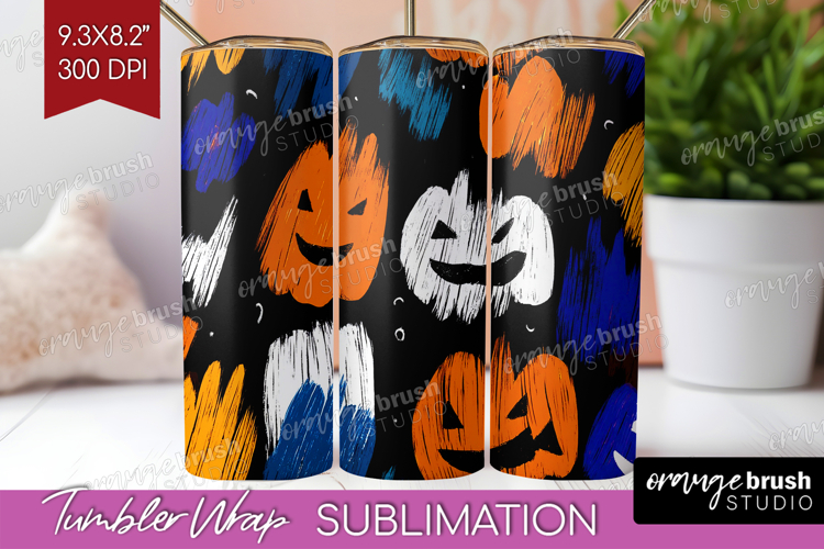 Halloween Tumbler Wrap - Brush Stroke Tumbler PNG