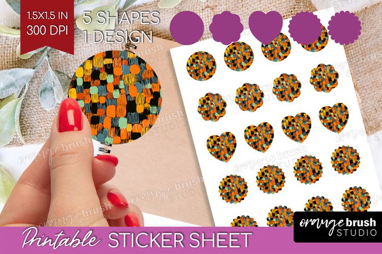 Halloween Round Sticker - Brush Stroke Printable Sticker
