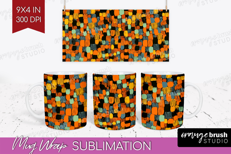Halloween Mug Wrap - Brush Stroke Mug PNG Sublimation