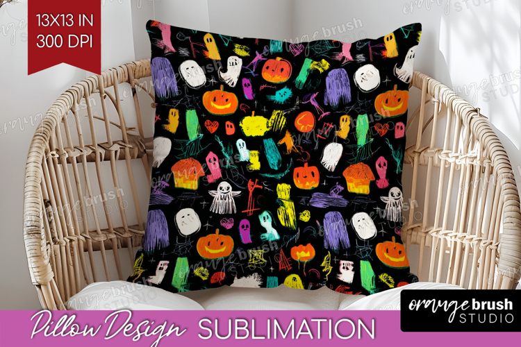 Halloween Pillow Sublimation - Brush Stroke Pillow Cover PNG
