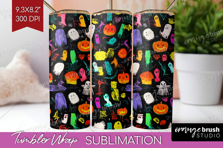 Halloween Tumbler Wrap - Brush Stroke Tumbler PNG