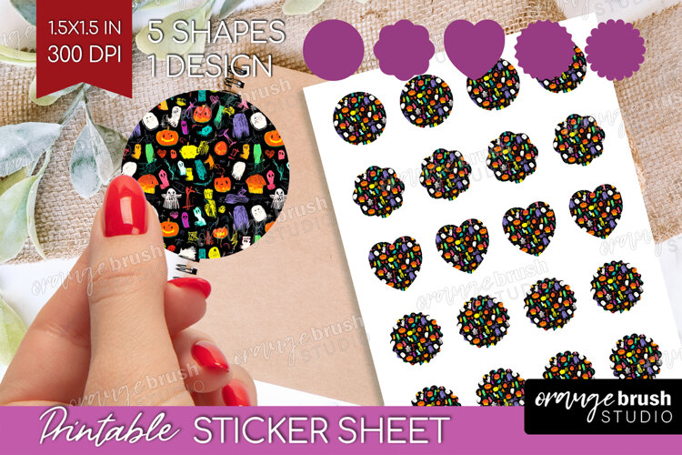 Halloween Round Sticker - Brush Stroke Printable Sticker example image 1