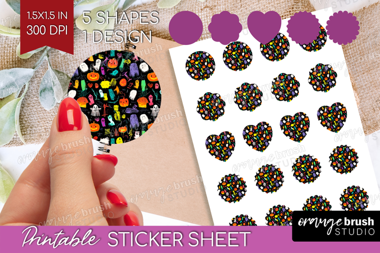 Halloween Round Sticker - Brush Stroke Printable Sticker
