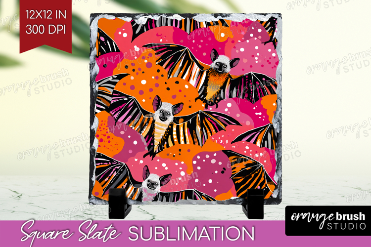 Halloween Slate PNG - Brush Stroke Square Slate Sublimation