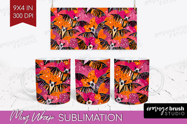Halloween Mug Wrap - Brush Stroke Mug PNG Sublimation
