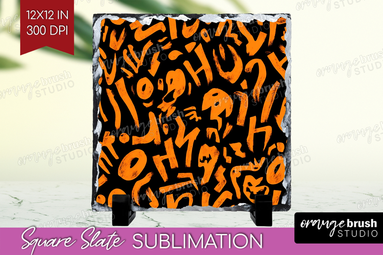 Halloween Slate PNG - Brush Stroke Square Slate Sublimation