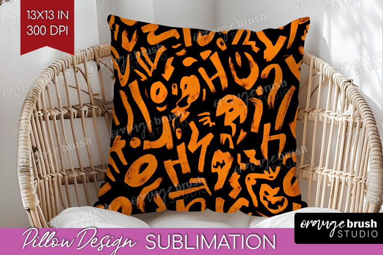 Halloween Pillow Sublimation - Brush Stroke Pillow Cover PNG