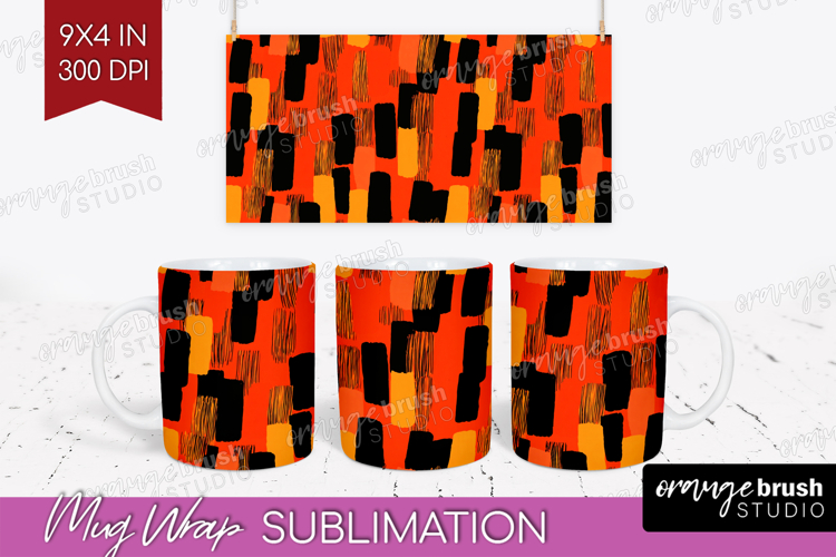 Halloween Mug Wrap - Brush Stroke Mug PNG Sublimation