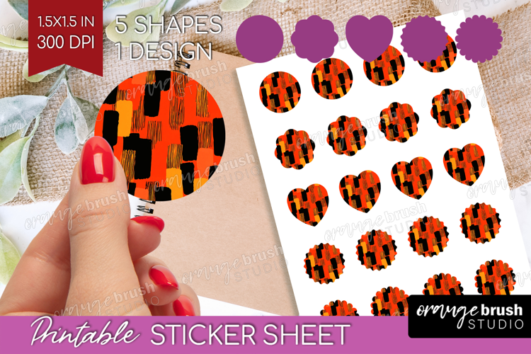 Halloween Round Sticker - Brush Stroke Printable Sticker
