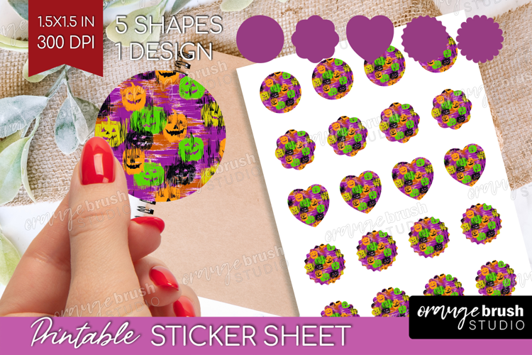 Halloween Round Sticker - Brush Stroke Printable Sticker