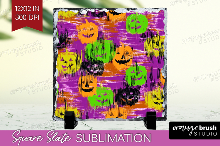 Halloween Slate PNG - Brush Stroke Square Slate Sublimation