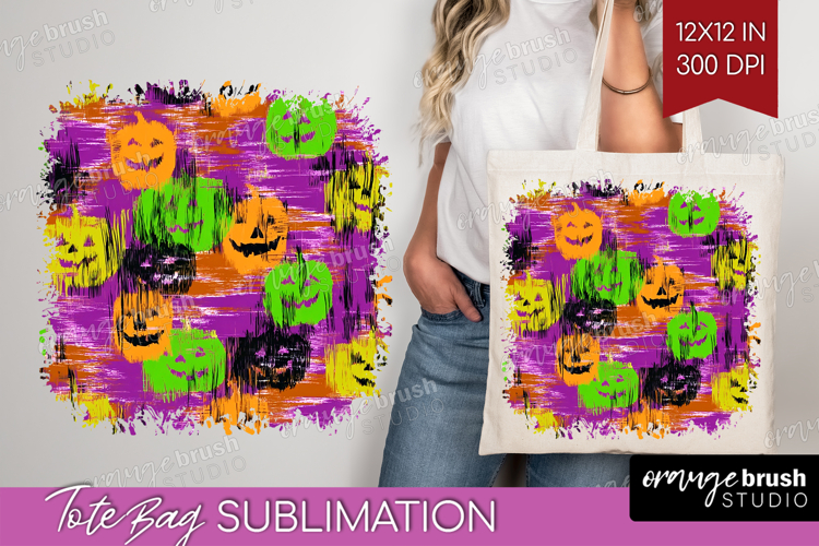 Halloween Tote Bag - Brush Stroke Tote Bag PNG Sublimation