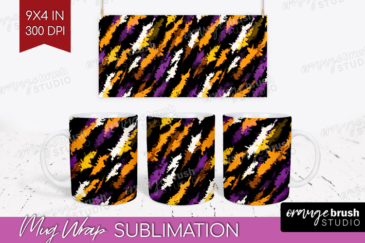 Halloween Mug Wrap - Brush Stroke Mug PNG Sublimation