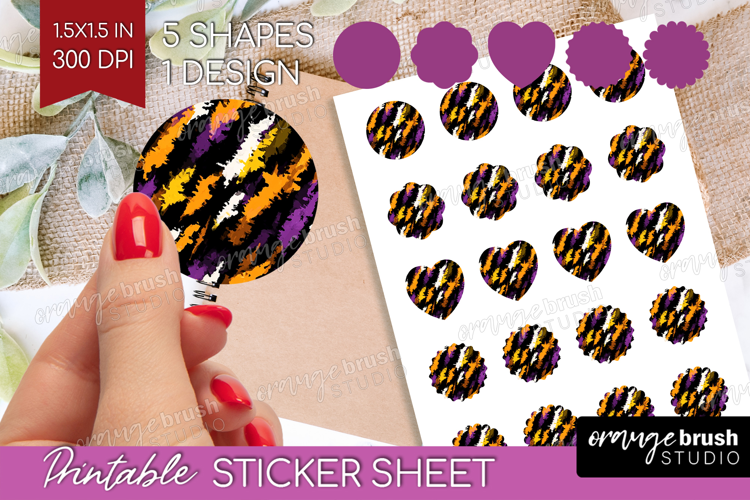 Halloween Round Sticker - Brush Stroke Printable Sticker