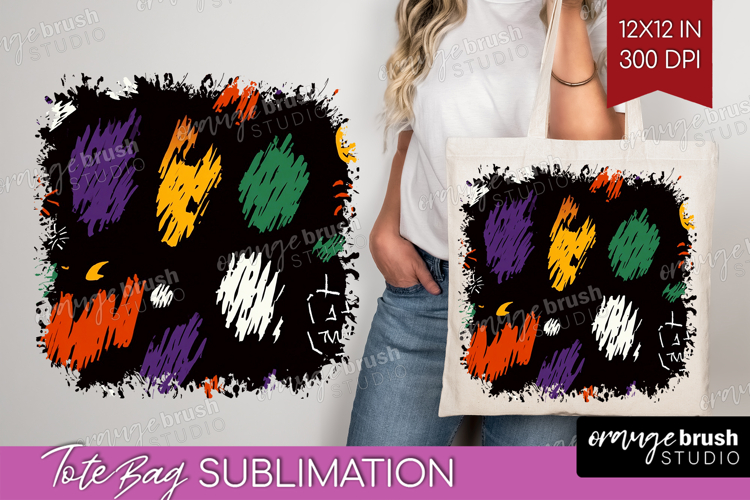 Halloween Tote Bag - Brush Stroke Tote Bag PNG Sublimation