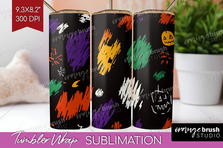 Halloween Tumbler Wrap - Brush Stroke Tumbler PNG