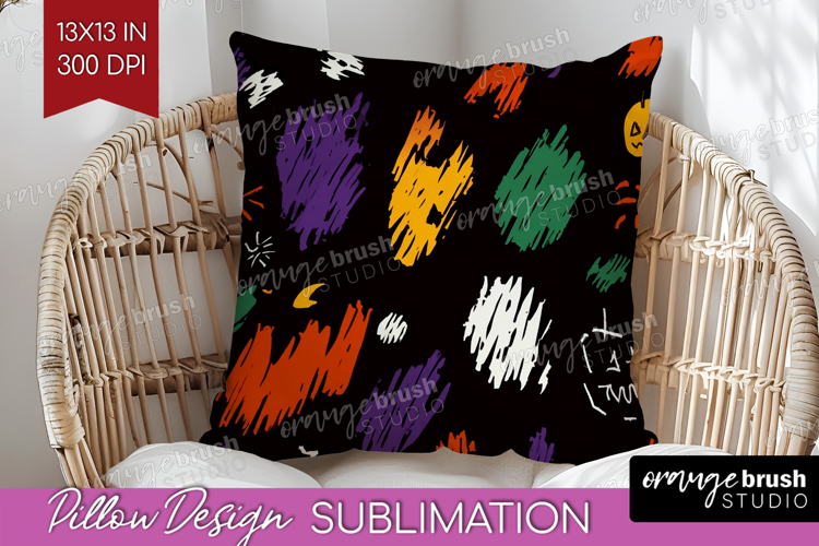Halloween Pillow Sublimation - Brush Stroke Pillow Cover PNG