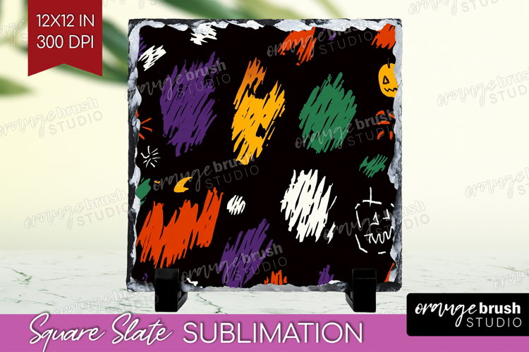 Halloween Slate PNG - Brush Stroke Square Slate Sublimation
