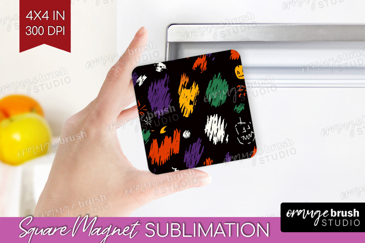 Halloween Magnet Sublimation - Brush Stroke Square Magnet