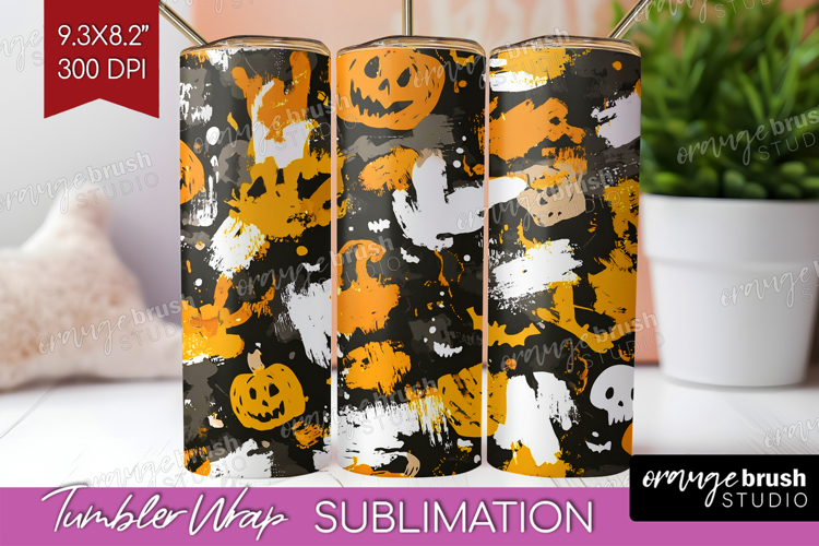 Halloween Tumbler Wrap - Brush Stroke Tumbler PNG