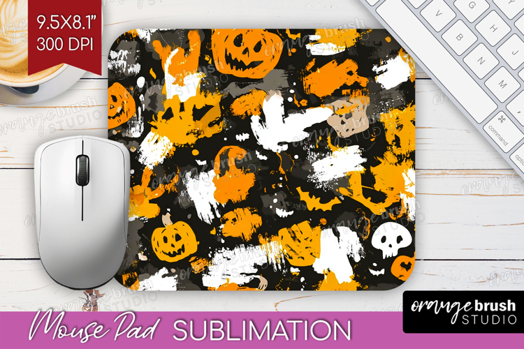 Halloween Mouse Pad Sublimation - Brush Stroke Mousepad PNG