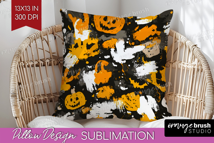 Halloween Pillow Sublimation - Brush Stroke Pillow Cover PNG