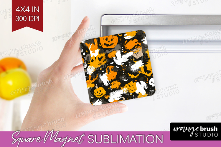 Halloween Magnet Sublimation - Brush Stroke Square Magnet