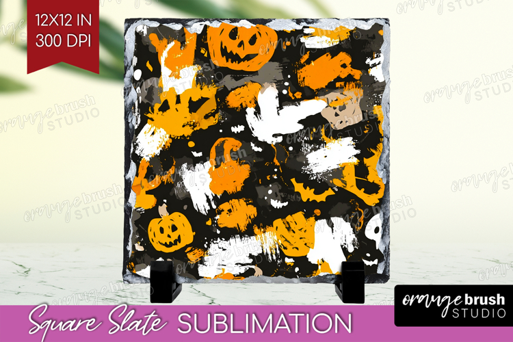 Halloween Slate PNG - Brush Stroke Square Slate Sublimation
