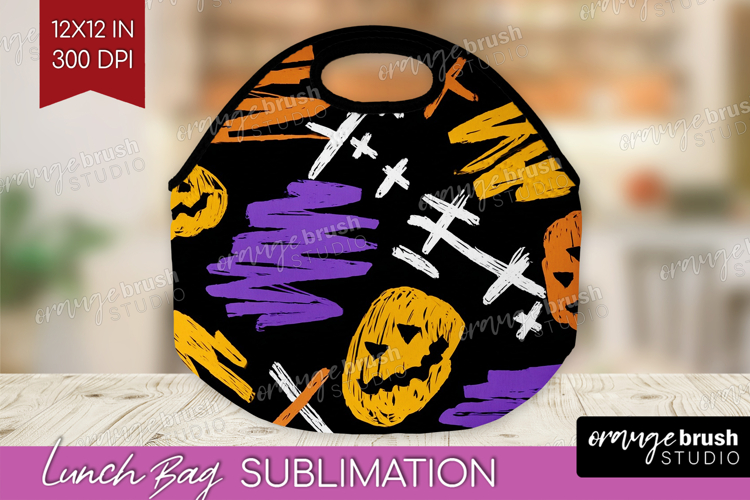 Halloween Lunch Bag - Brush Stroke Lunch Bug PNG Sublimation