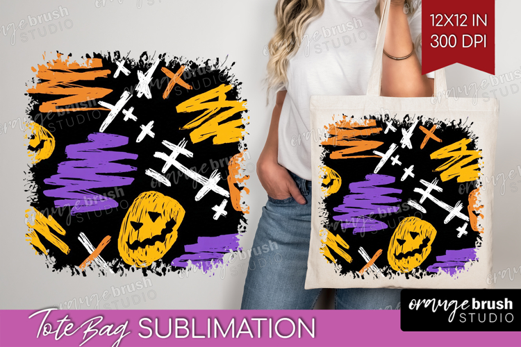 Halloween Tote Bag - Brush Stroke Tote Bag PNG Sublimation