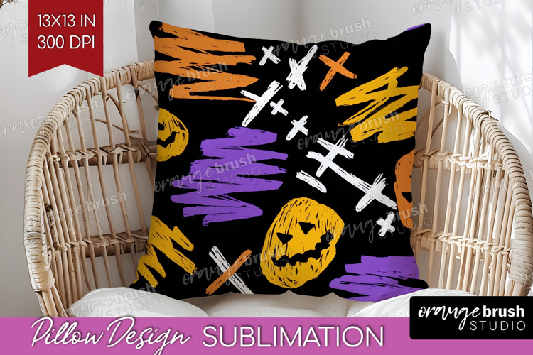 Halloween Pillow Sublimation - Brush Stroke Pillow Cover PNG