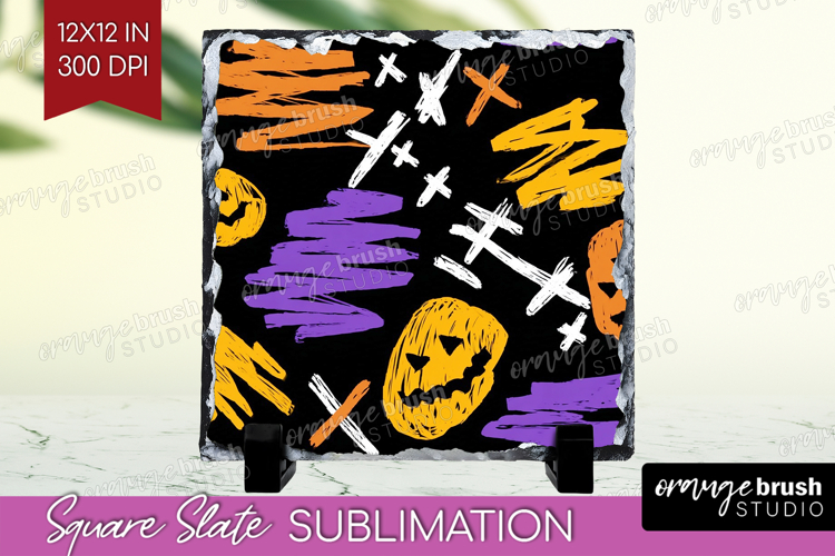 Halloween Slate PNG - Brush Stroke Square Slate Sublimation