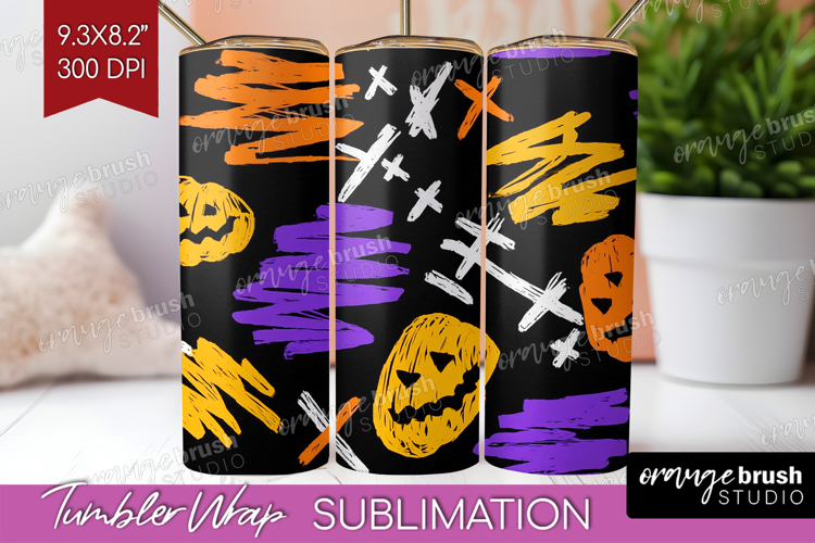 Halloween Tumbler Wrap - Brush Stroke Tumbler PNG