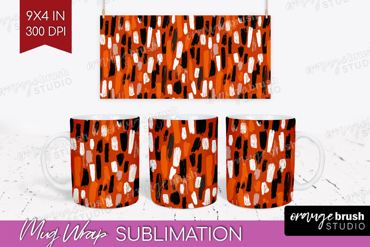 Halloween Mug Wrap - Brush Stroke Mug PNG Sublimation