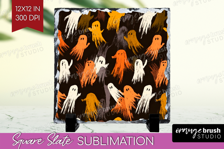 Halloween Slate PNG - Brush Stroke Square Slate Sublimation
