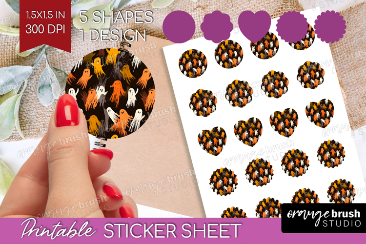 Halloween Round Sticker - Brush Stroke Printable Sticker