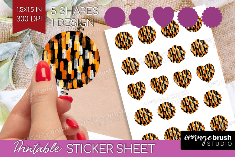 Halloween Round Sticker - Brush Stroke Printable Sticker