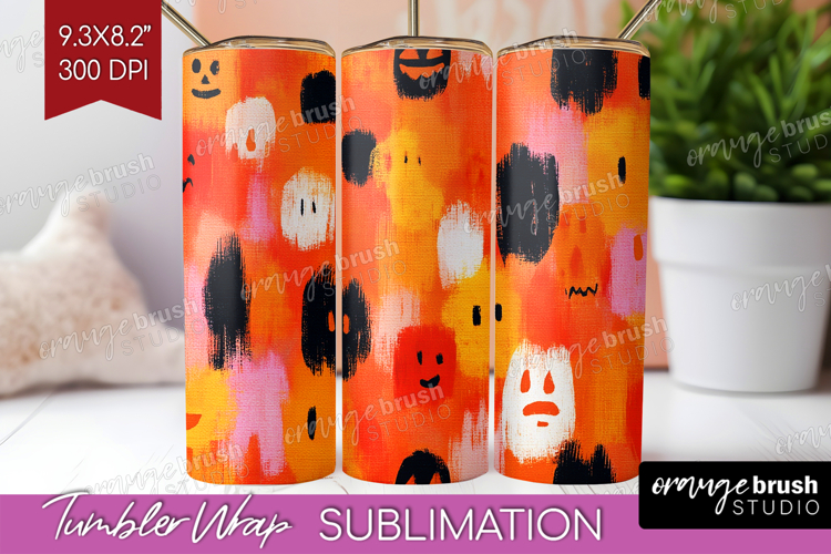 Halloween Tumbler Wrap - Brush Stroke Tumbler PNG