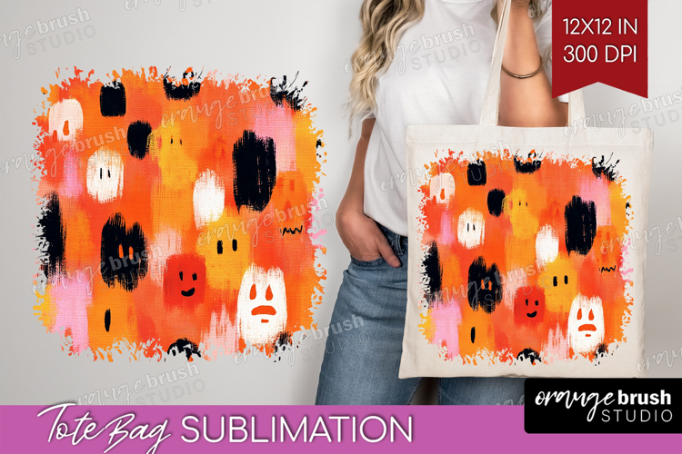 Halloween Tote Bag - Brush Stroke Tote Bag PNG Sublimation