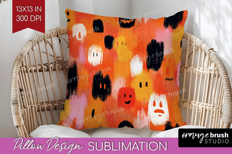 Halloween Pillow Sublimation - Brush Stroke Pillow Cover PNG