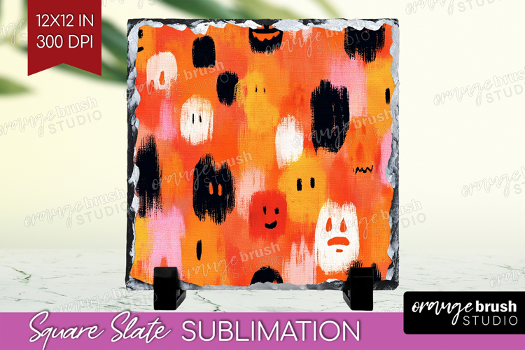 Halloween Slate PNG - Brush Stroke Square Slate Sublimation