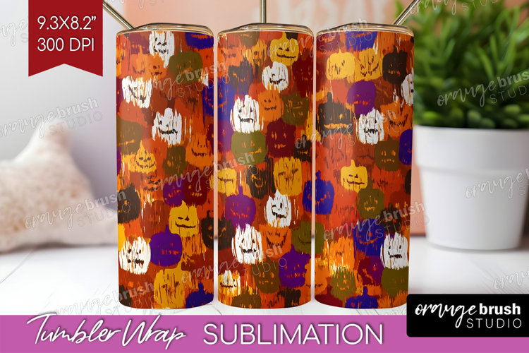 Halloween Tumbler Wrap - Brush Stroke Tumbler PNG