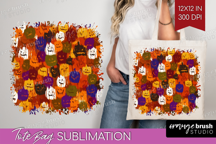 Halloween Tote Bag - Brush Stroke Tote Bag PNG Sublimation