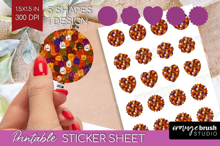 Halloween Round Sticker - Brush Stroke Printable Sticker